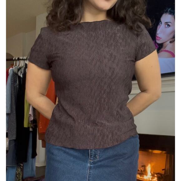 2000s Cottage Fairy Whimsy Textured Short Sleeve Blouse - Picture 1 of 6